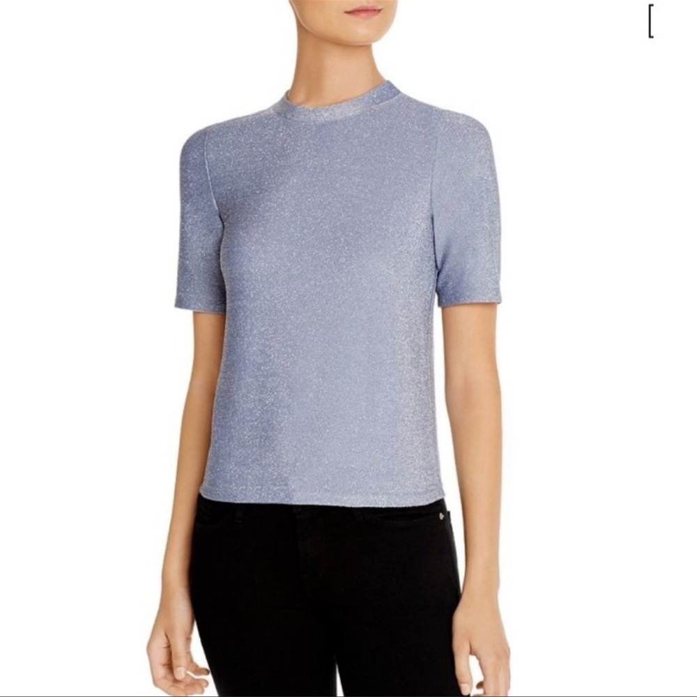 Fore Metallic Short Sleeve Top Blue Size Small
